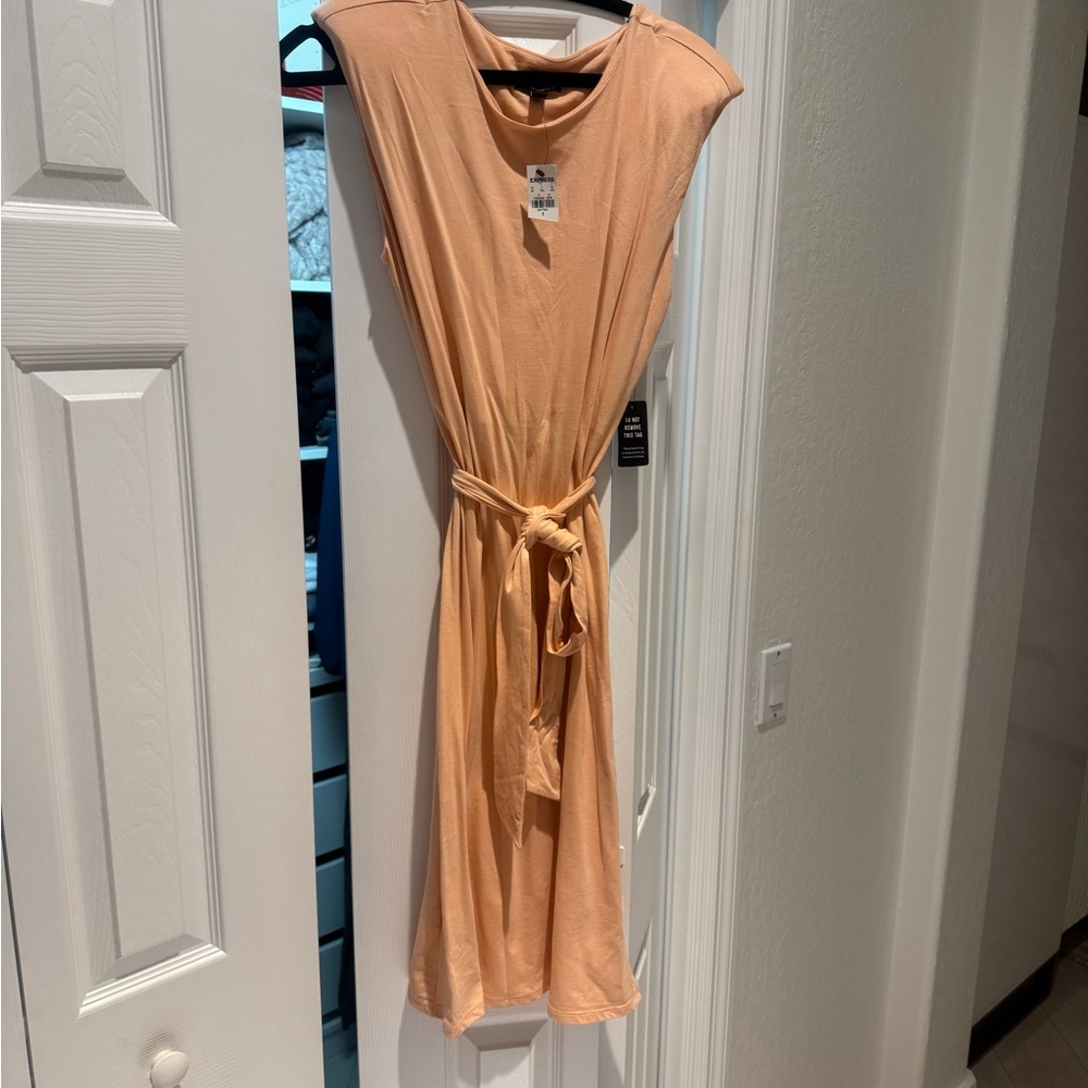 Express Peach Midi Dress with Belt
